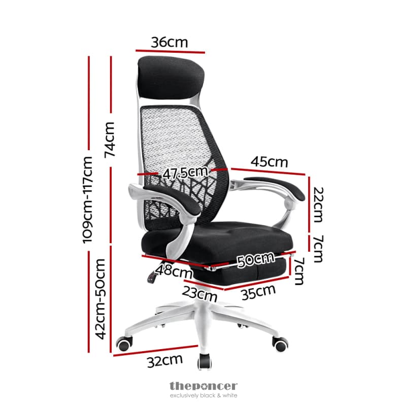 ARTISS MESH OFFICE CHAIR RECLINER BLACK WHITE