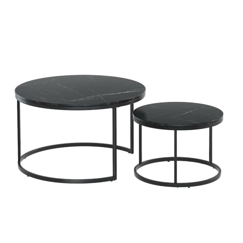 ARTISS NESTING COFFEE TABLE SET OF 2 MARBLE EFFECT TIKA