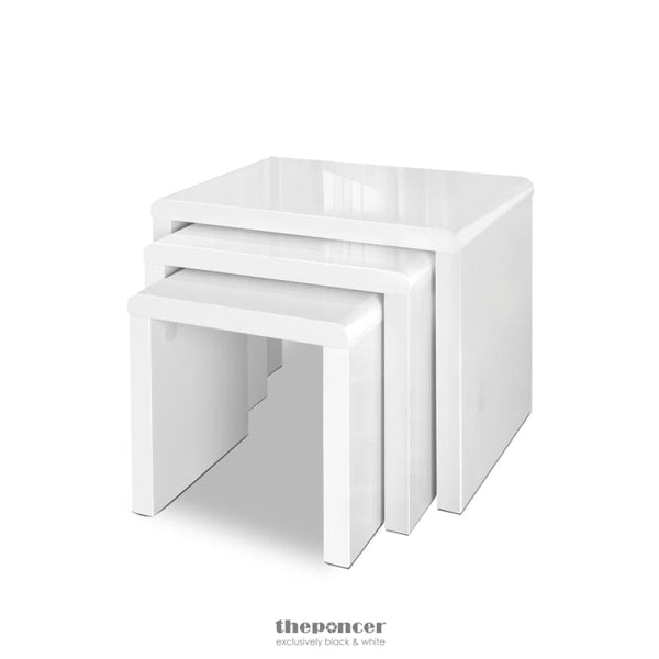 ARTISS NESTING COFFEE TABLE SET OF 3 GLOSSY WHITE