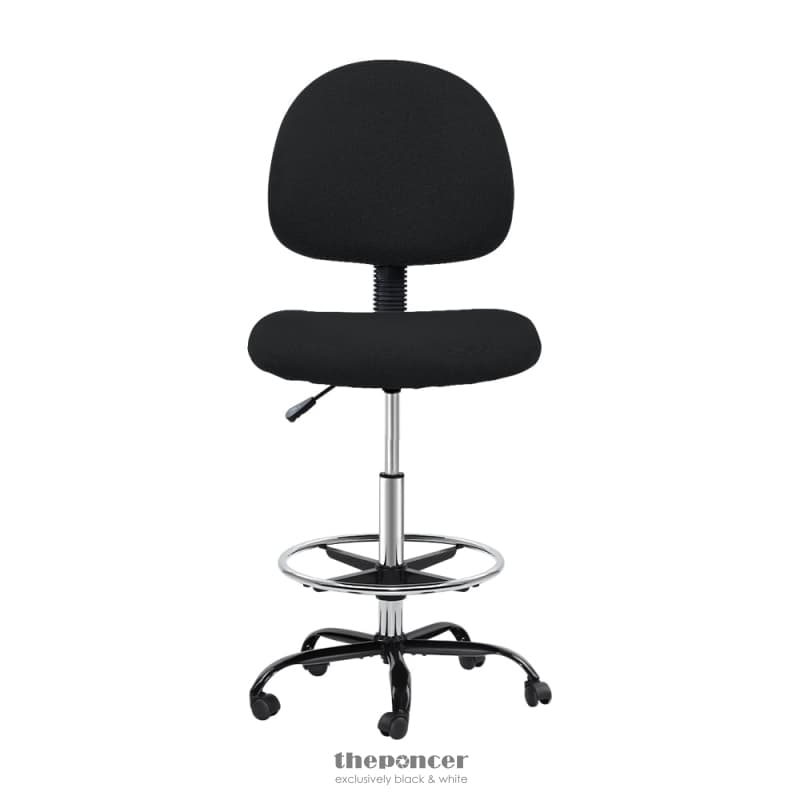 ARTISS OFFICE CHAIR DRAFTING STOOL FABRIC CHAIRS BLACK