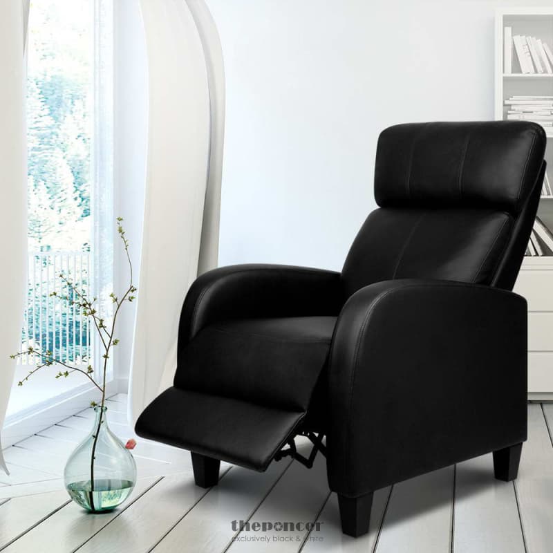 ARTISS PU LEATHER RECLINING ARMCHAIR - BLACK