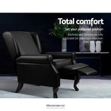 ARTISS RECLINER ARMCHAIR BLACK FAUX LEATHER DOMINI