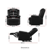 ARTISS RECLINER CHAIR LEATHER BLACK CISSY