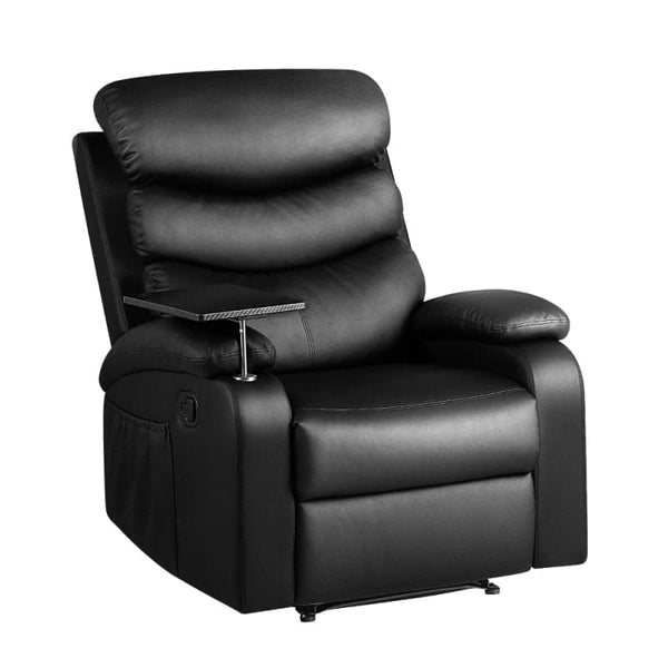 ARTISS RECLINER CHAIR LEATHER BLACK TRAY TABLE ERIKA