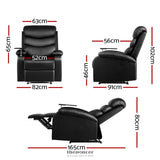 ARTISS RECLINER CHAIR LEATHER BLACK TRAY TABLE ERIKA