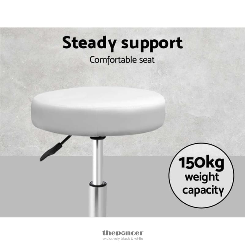 ARTISS ROUND CHAIR STOOLS SALON STOOL WHITE SWIVEL BEAUTY