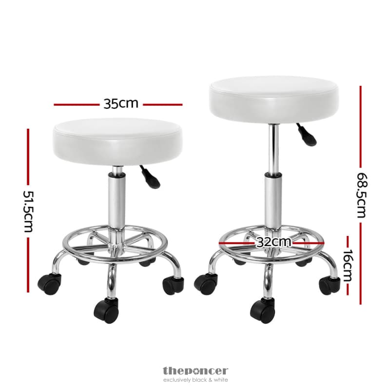 ARTISS ROUND CHAIR STOOLS SALON STOOL WHITE SWIVEL BEAUTY