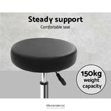 ARTISS ROUND SALON STOOL BLACK PU SWIVEL BARBER HAIR DRESS