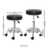 ARTISS ROUND SALON STOOL BLACK PU SWIVEL BARBER HAIR DRESS