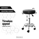 ARTISS ROUND SALON STOOL BLACK PU SWIVEL BARBER HAIR DRESS