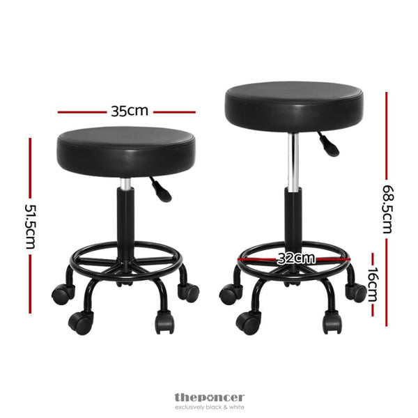 ARTISS ROUND SALON STOOL STOOLS BLACK SWIVEL BARBER HAIR