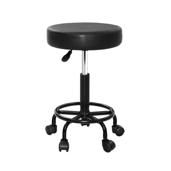 ARTISS ROUND SALON STOOL STOOLS BLACK SWIVEL BARBER HAIR