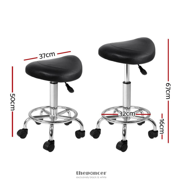 ARTISS SADDLE SALON STOOL BLACK PU SWIVEL BARBER HAIR DRESS