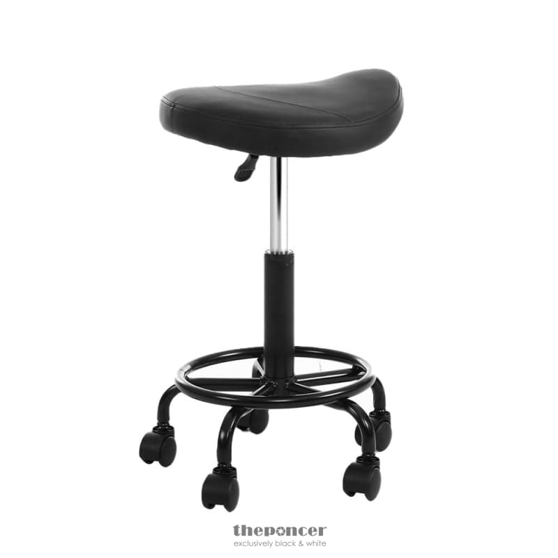 ARTISS SADDLE STOOL SALON CHAIR BLACK SWIVEL BEAUTY BARBER