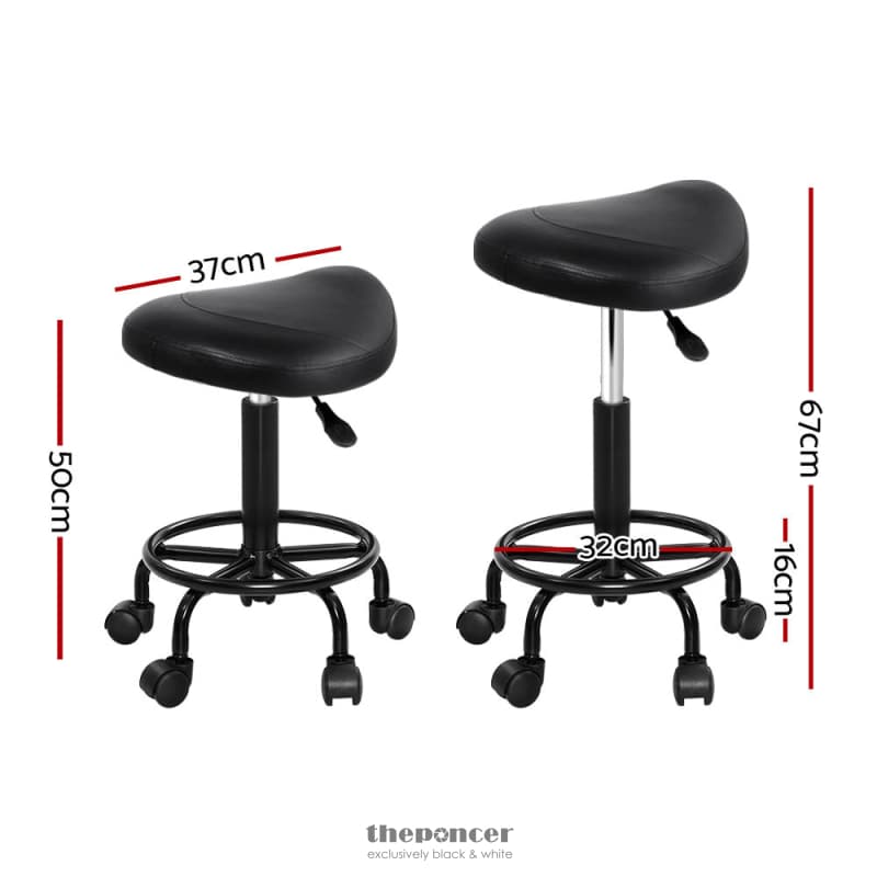 ARTISS SADDLE STOOL SALON CHAIR BLACK SWIVEL BEAUTY BARBER