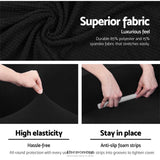 ARTISS SOFA COVER COUCH COVERS 3 SEATER HIGH STRETCH BLACK