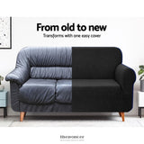 ARTISS SOFA COVER COUCH COVERS 3 SEATER HIGH STRETCH BLACK