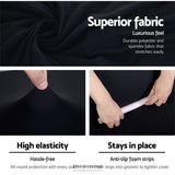 ARTISS SOFA COVER COUCH COVERS 3 SEATER STRETCH BLACK