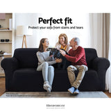 ARTISS SOFA COVER COUCH COVERS 3 SEATER STRETCH BLACK