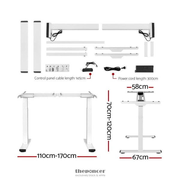 ARTISS STANDING DESK MOTORISED DUAL MOTOR 120CM WHITE