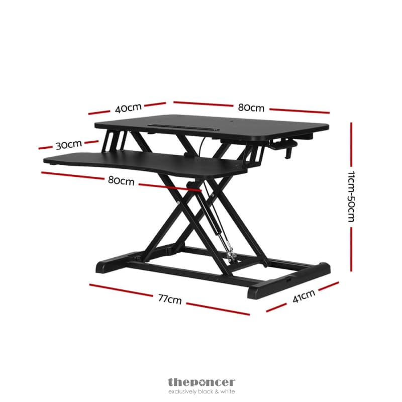 ARTISS STANDING DESK RISER HEIGHT ADJUSTABLE BLACK 80CM