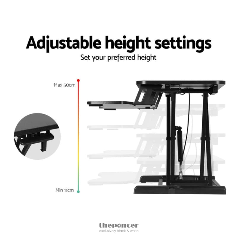 ARTISS STANDING DESK RISER HEIGHT ADJUSTABLE BLACK 80CM