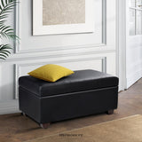 ARTISS STORAGE OTTOMAN BLANKET BOX 80CM LEATHER BLACK