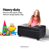 ARTISS STORAGE OTTOMAN BLANKET BOX 80CM LEATHER BLACK