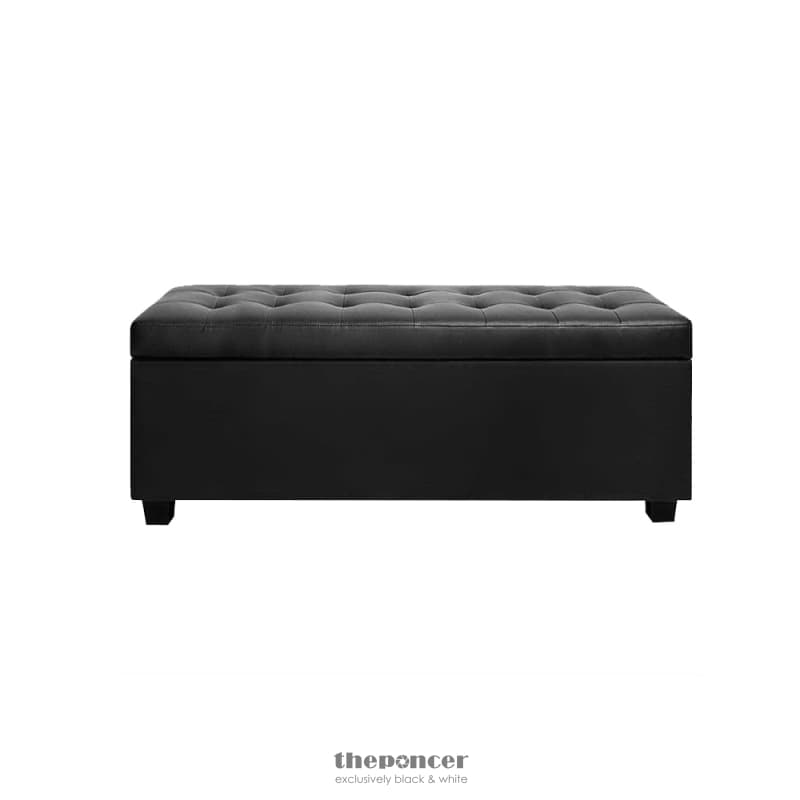 ARTISS STORAGE OTTOMAN BLANKET BOX 97CM LEATHER BLACK