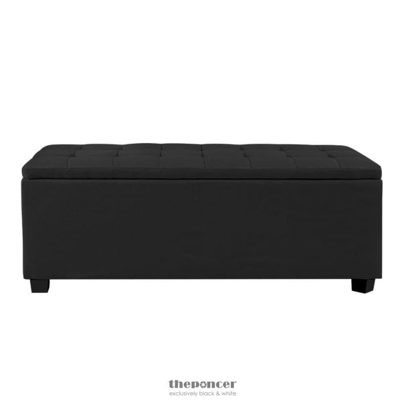 ARTISS STORAGE OTTOMAN BLANKET BOX 97CM LINEN BLACK