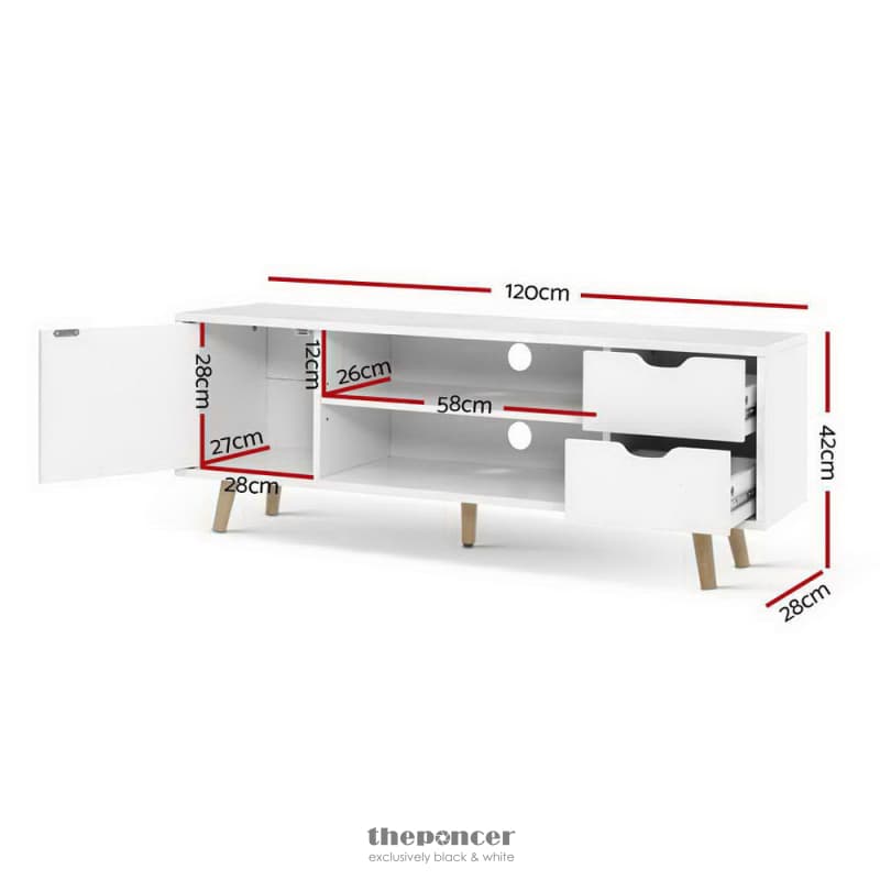 ARTISS TV CABINET ENTERTAINMENT UNIT 120CM WHITE LARIN