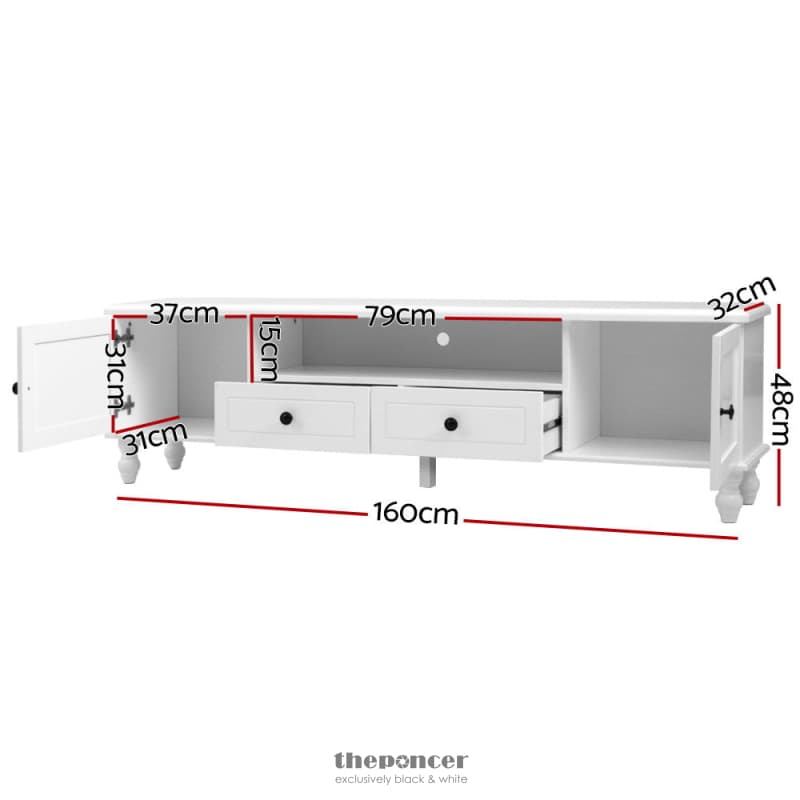 ARTISS TV CABINET ENTERTAINMENT UNIT 160CM WHITE KUBI