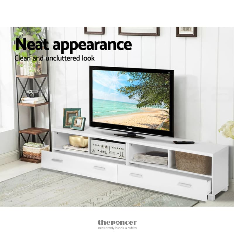 ARTISS TV CABINET ENTERTAINMENT UNIT 180CM WHITE EDDIE