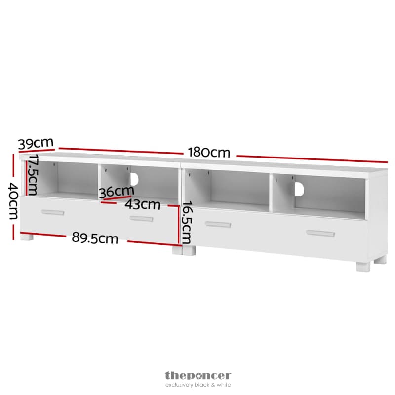 ARTISS TV CABINET ENTERTAINMENT UNIT 180CM WHITE EDDIE