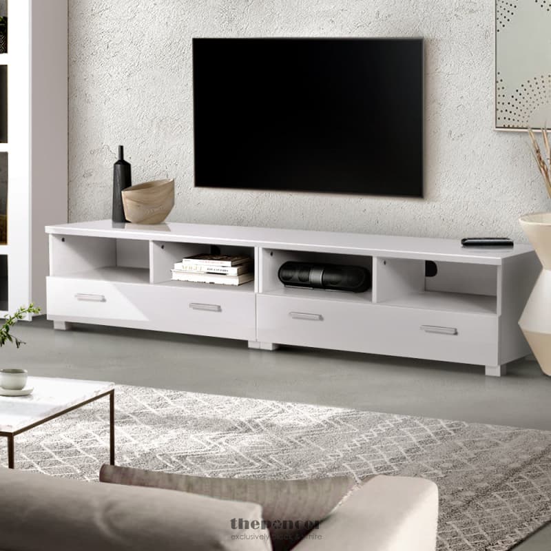 ARTISS TV CABINET ENTERTAINMENT UNIT 180CM WHITE EDDIE