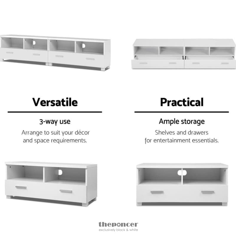 ARTISS TV CABINET ENTERTAINMENT UNIT 180CM WHITE EDDIE