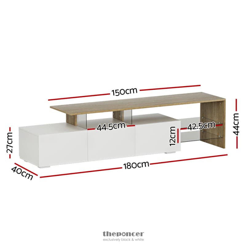 ARTISS TV CABINET ENTERTAINMENT UNIT 180CM WOOD WHITE JAMES