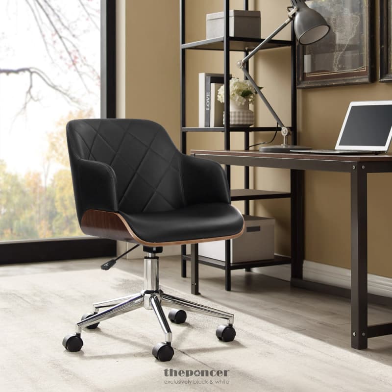 ARTISS WOODEN OFFICE CHAIR FABRIC SEAT BLACK