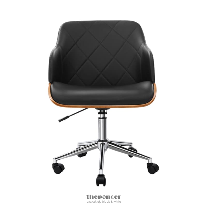 ARTISS WOODEN OFFICE CHAIR FABRIC SEAT BLACK