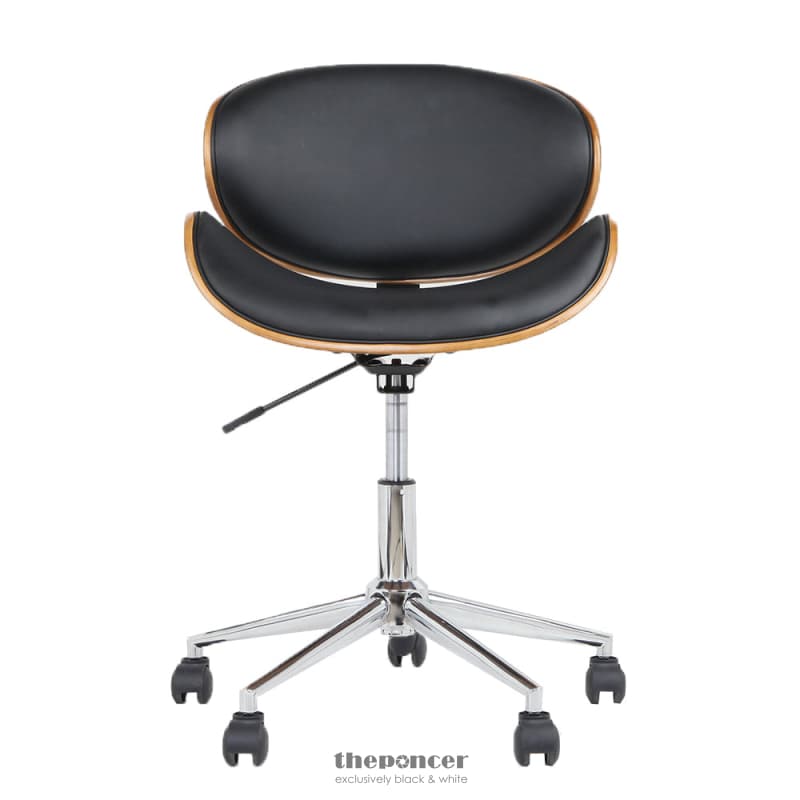 ARTISS WOODEN OFFICE CHAIR LEATHER SEAT BLACK