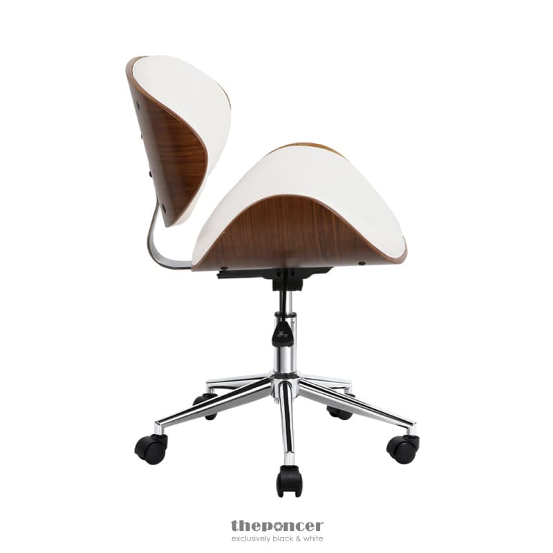 ARTISS WOODEN OFFICE CHAIR LEATHER SEAT WHITE