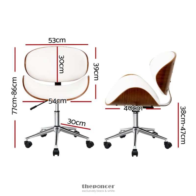 ARTISS WOODEN OFFICE CHAIR LEATHER SEAT WHITE