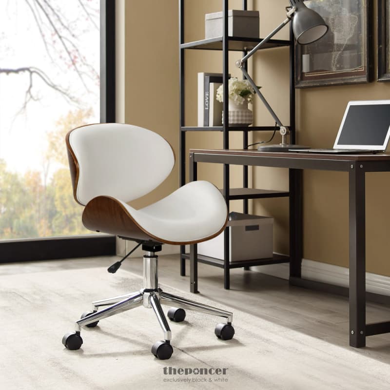 ARTISS WOODEN OFFICE CHAIR LEATHER SEAT WHITE