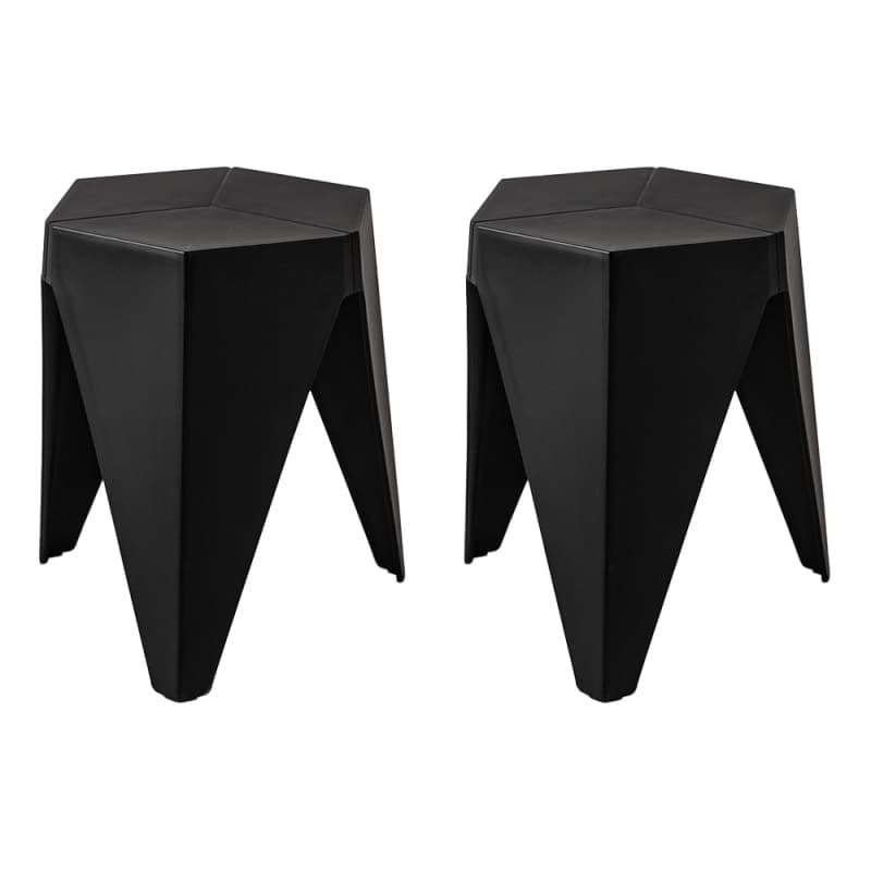 ARTISSIN 2X BAR STOOLS PUZZLE PLASTIC FOOT STOOL BLACK