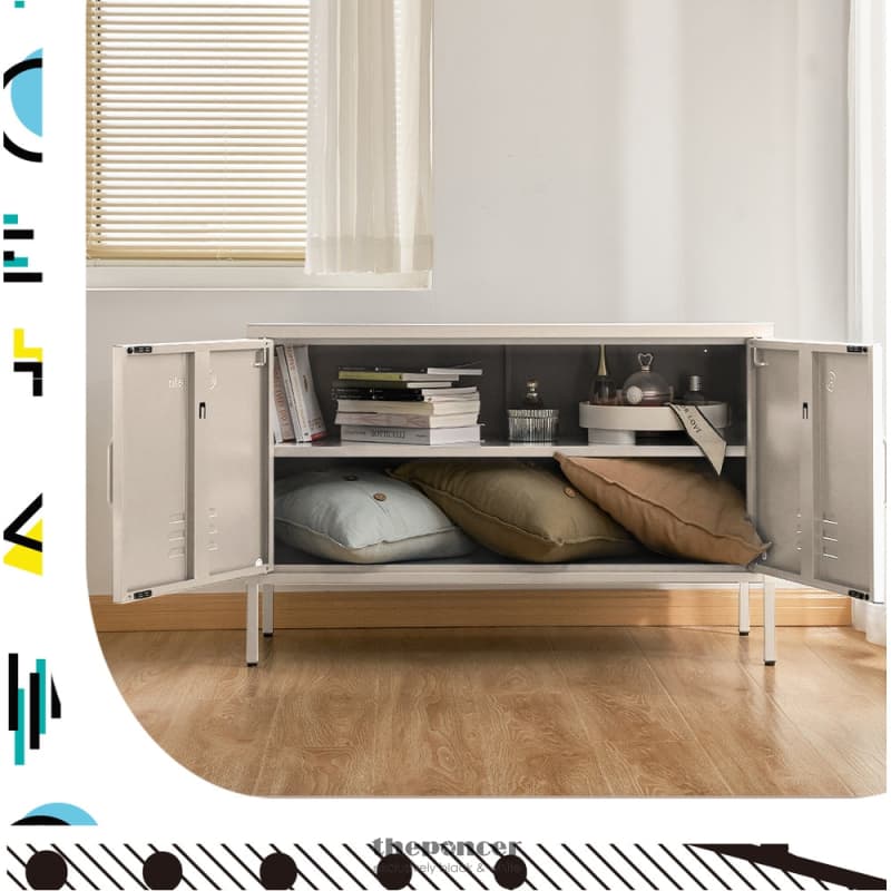 ARTISSIN BUFFET SIDEBOARD METAL CABINET - BASE WHITE