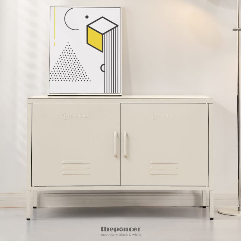 ARTISSIN BUFFET SIDEBOARD METAL CABINET - BASE WHITE