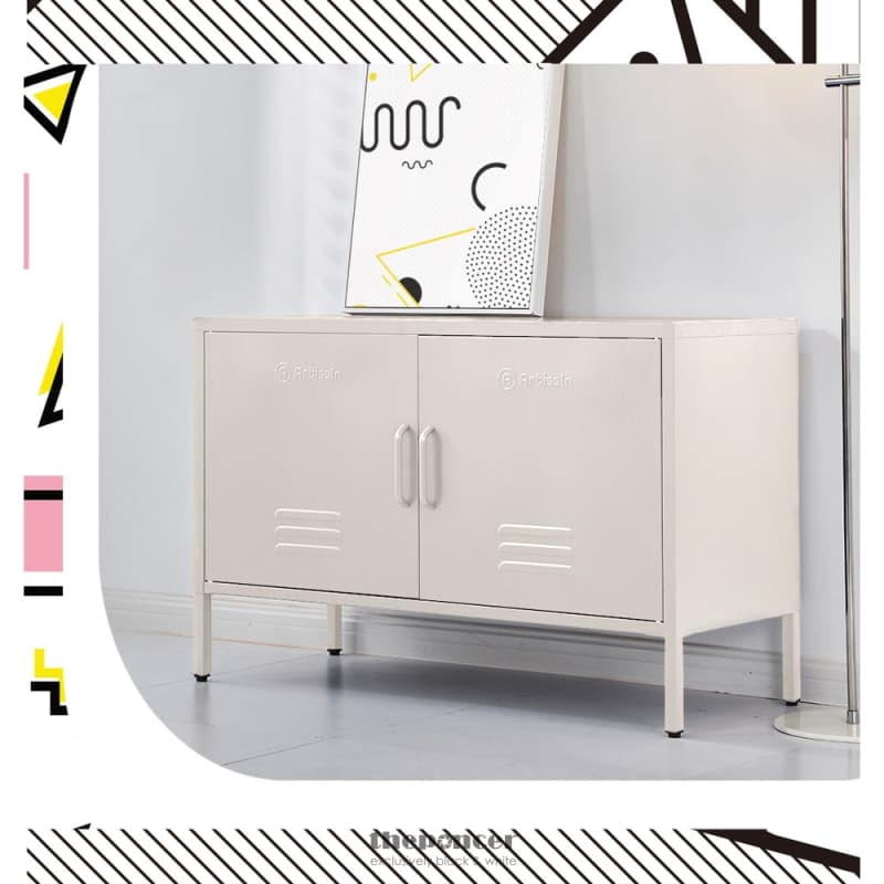 ARTISSIN BUFFET SIDEBOARD METAL CABINET - BASE WHITE