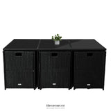 BALI 11 PIECE OUTDOOR DINING SET-BLACK