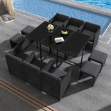 BALI 11 PIECE OUTDOOR DINING SET-BLACK