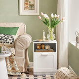 BEDSIDE TABLE SHELF DRAWER WHITE